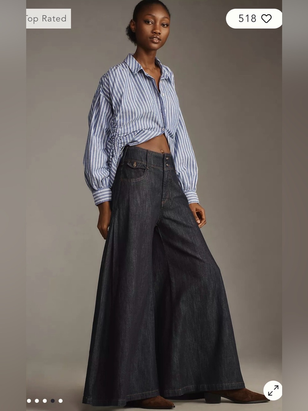 Pilcro Wide-Leg High-Rise Black Denim Jeans - Picture 4 of 11